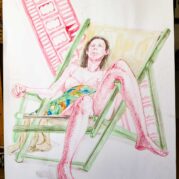 Desen cu doamna pe sezlong 01