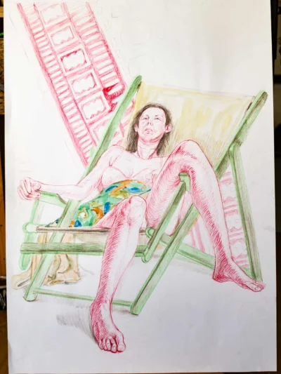 Desen cu doamna pe sezlong 01