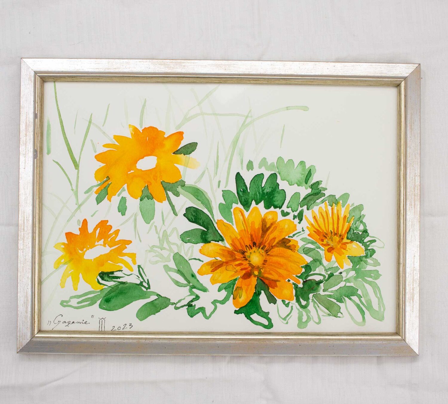 Tablou cu flori original gazanie 02