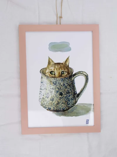 Tablou cu pisica „pisa roz 01